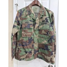Vintage U.S. Army Woodland Camo BDU Jacket Medium Short Airborne Infantry Lt Col