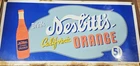 Vintage 1950s Nesbitt's California Orange soda Metal Porcelain 5 Cent Sign
