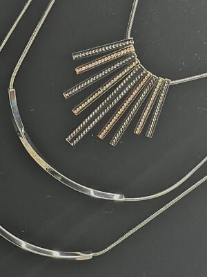 2  16'' Necklaces w/Extensions The Limited Brand Silver Tone One reversible