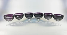 AJKA AMETHYST PURPLE KORS ICE-CREAM CUP CHALICE GLASS SET OF 6! (P215)
