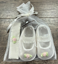 Baby Girl New Child Mine Carter's Newborn 2pc Rosebud Crib Shoe  Headband