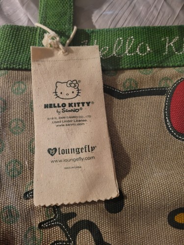 RARE LOUNGEFLY SANRIO HELLO KITTY CANVAS CARRY BAG EMBROIDERED WITH TAG NEW 2009 - Picture 3 of 11