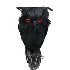 6-1/2" Artificial Black Feathered Decorative Indoor Owl