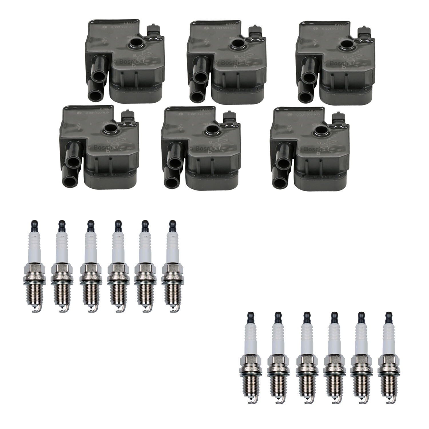 Bosch 6 Ignition Coil Denso 12 Platinum TT Spark Plug Kit For W210 E320 3.2 V6