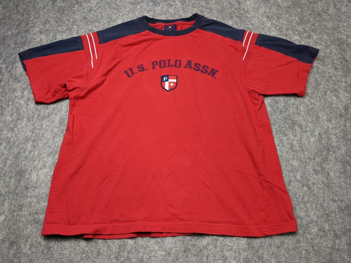 US POLO ASSN Shirt Mens Extra Large Red Short Sleeve Vintage Made  