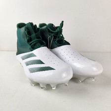 Adidas ADIZERO CHAOS Mid Lineman Cleats White Dark Green Mens Size 10.5