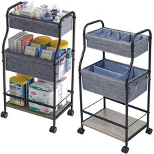 3-Tier Baby Diaper Caddy Organizer and Storage Cart with 4 2 Dividers, Mobile...