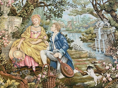 Gobelin In Barock Stil Sehr Schoner Zustand Garten Der Liebe Ebay