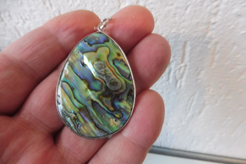 Ciondolo In Perla Con Argento 925, Elegante, Grande Ciondolo A Catena - Immagine 4 di 4