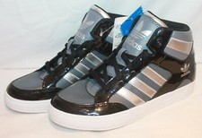 KIDS ADIDAS HARD COURT HI TOP BLACK GREY TRAINERS Q20352 
