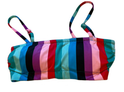 OLD NAVY Stripe Swim Suit Bakini Top Removeable Straps Strapless - XS - EUC