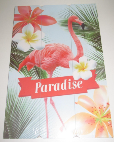 Grande Plaque Affiche en Bois Décoration Iles Fleurs Paradise 55 x 38 cm NEUF - Photo 1/1