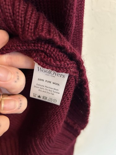 WoolOvers Zip Neck Sweater Red Wine Burgundy Pure Wool XXL Classic - Picture 5 of 6