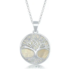 Sterling Silver MOP and Tree of Life Pendant Chain