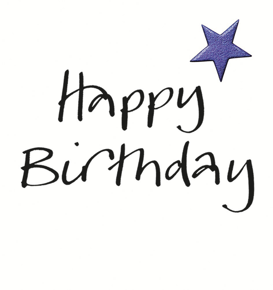 Stylish Blue Star Happy Birthday Card – Calligraphy and Icons by Anna Smith