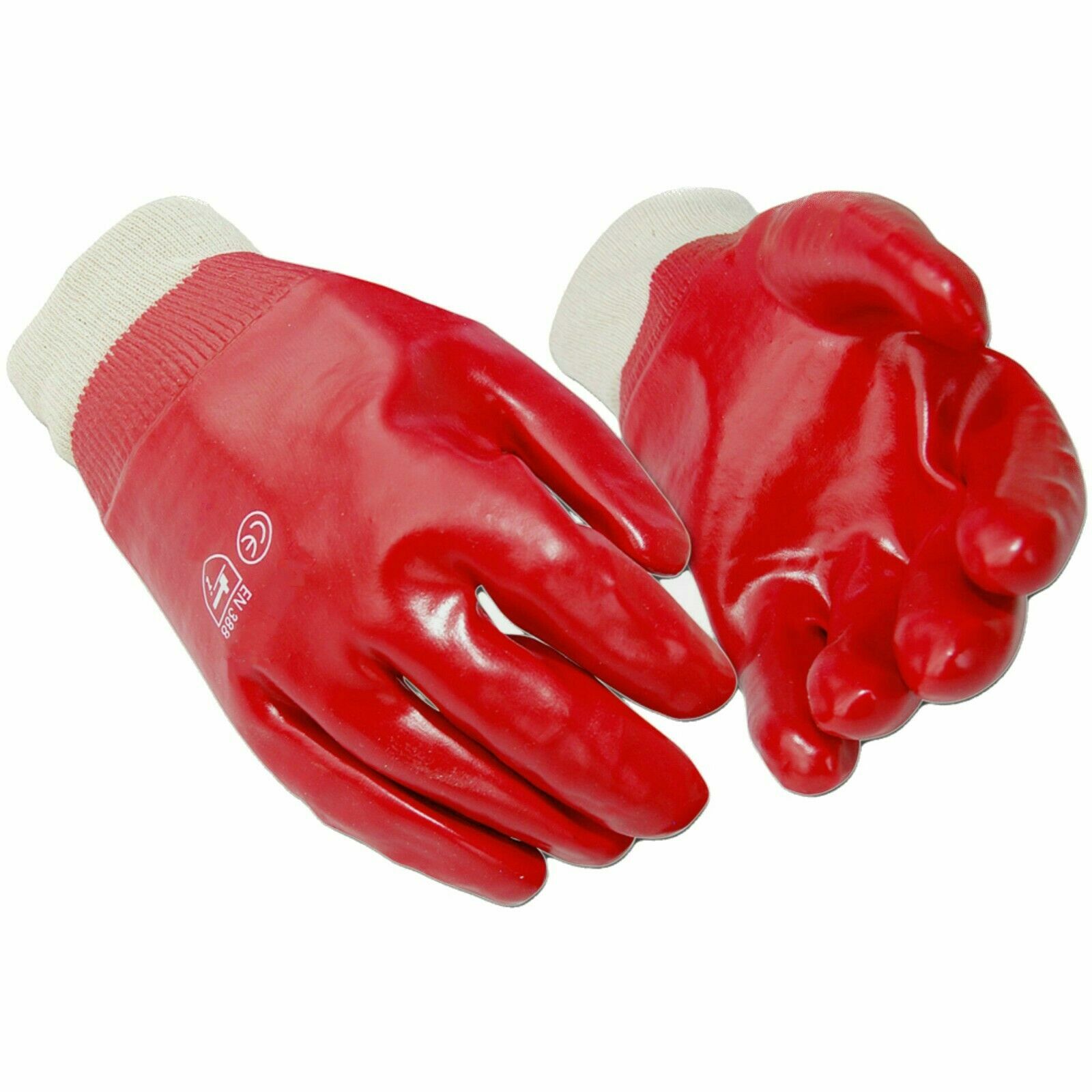 120 Pairs Fully Red PVC Coated Knit Wrist Rubber Gloves Safety Work
