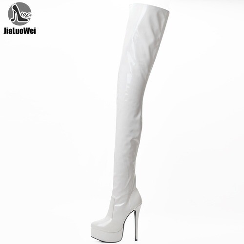 Unisex Over Knee Thigh High Stiletto Platform Stretch Boots Sizes 36-46