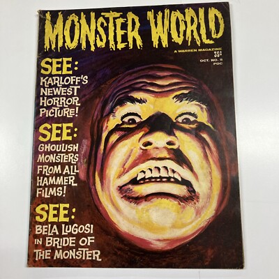 MONSTER WORLD magazine #5 Warren 1965  Frankenstein Vintage Horror Good