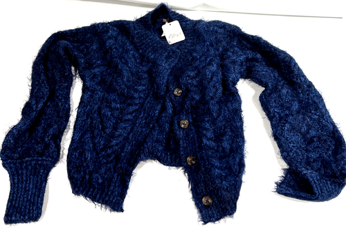 Free People Gretta Cardi Blue XS ($148 MSRP)