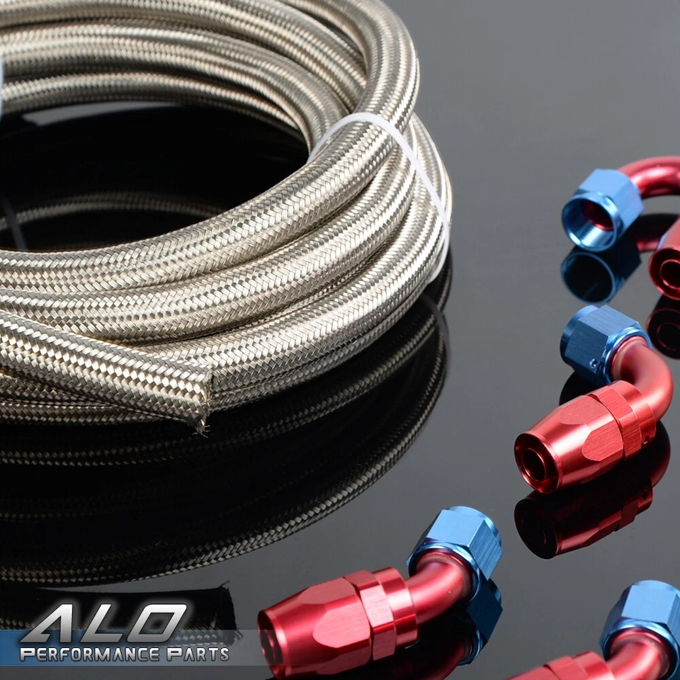 16Ft AN10 -10AN Fitting Stainless Steel Braided Oil Fuel Hose Line Kit - Image 2 of 4