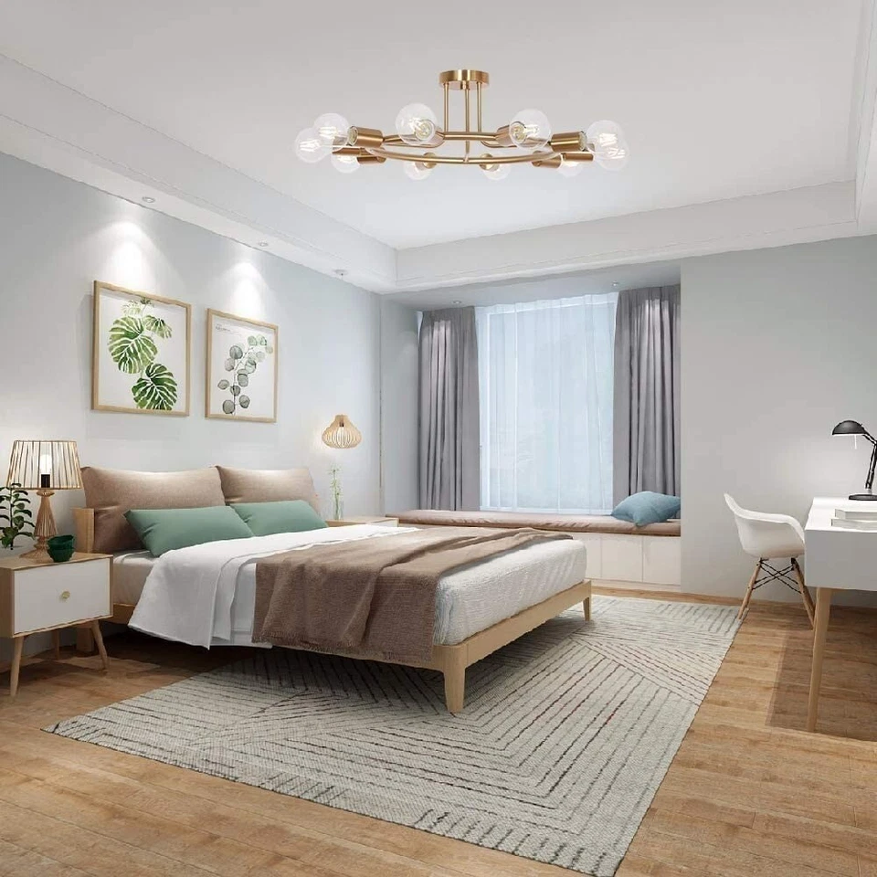 Lámpara de techo moderna de latón de 10 luces de iluminación de oro cepillado - Imagen 4 de 4