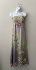Old Navy Floral Maxi Dress Strapless Tube Lined Gray Multicolor Women’s Size XS