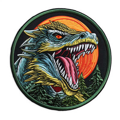 Mythical Dragon Patch Embroidered Iron-on for Clothing Backpack Medieval