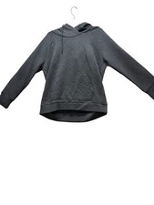 Green Tea Womens Hoodie Sweatshirt L Gray Quilted Lightweight Pullover Casual