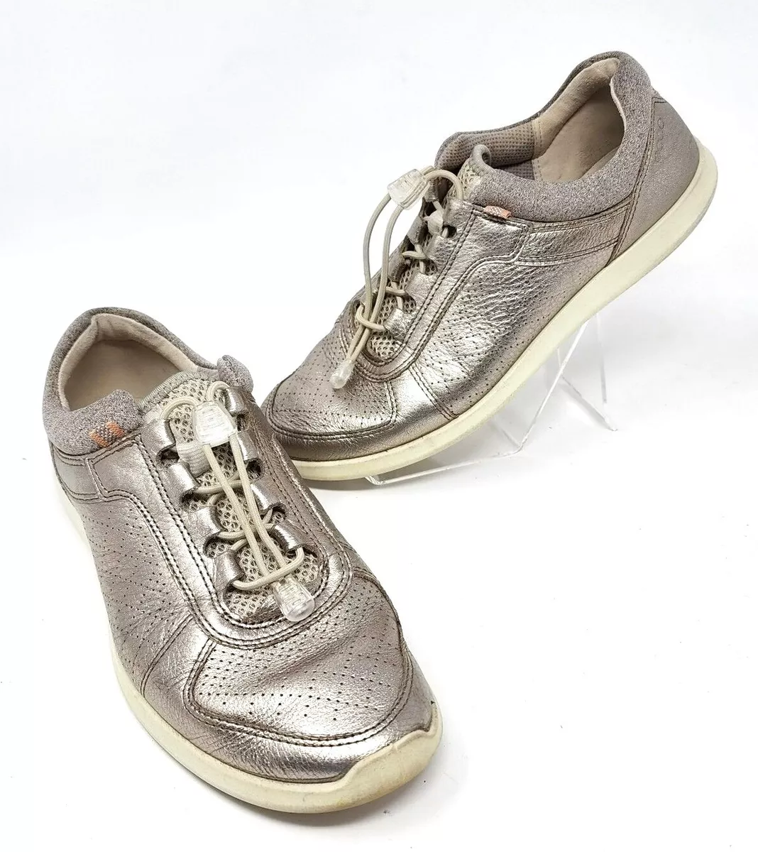 Ecco Sense Shoes Womens 8M Toggle Comfort Walking Sneaker Metallic
