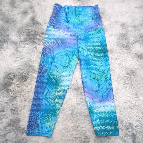 Exoticathletica Ultra High Rise Capri Leggings Womens L Blue Geometric Abstract - Picture 2 of 10