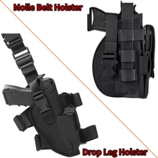 Tactical Right Hand Molle Gun Holster Adjustable Drop Leg Gun Holster & Mag Slot