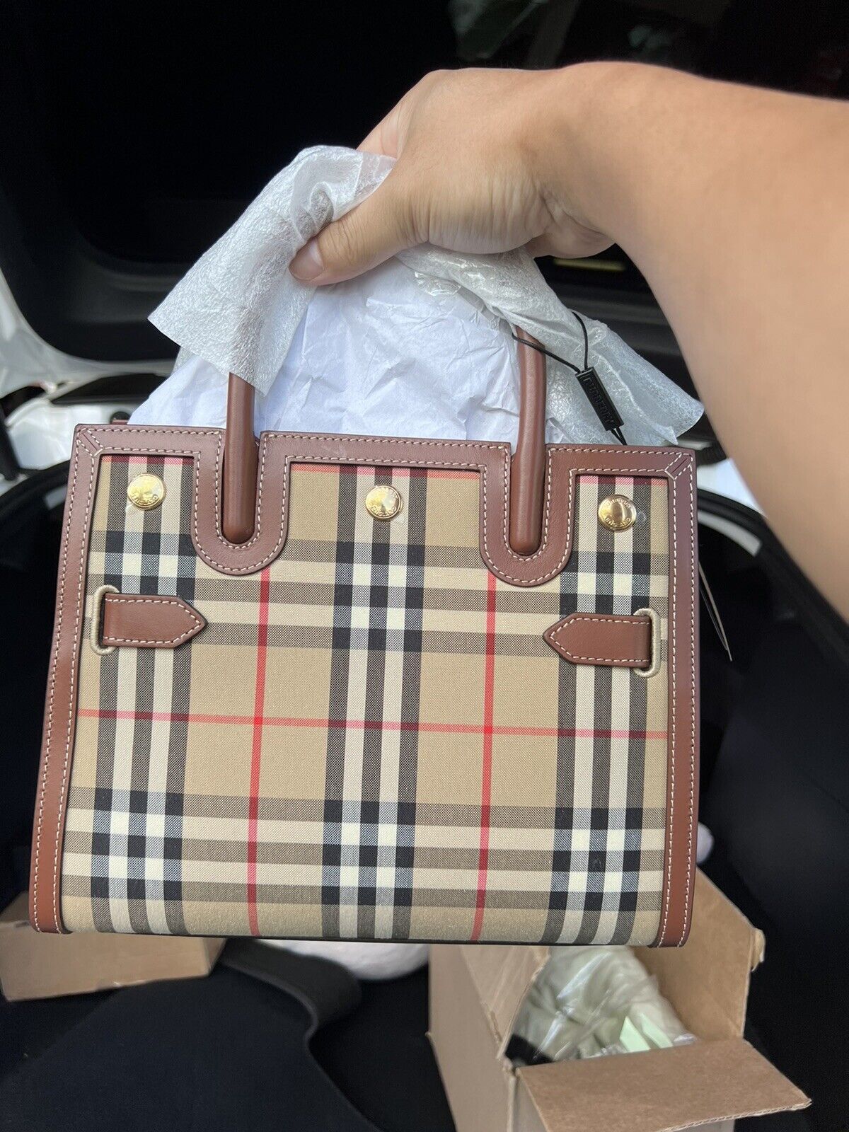 Burberry Vintage Check Two Handle Title Bag Multicolor Body