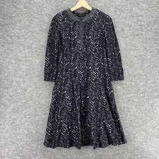 Worth Dress Women 2 Black Geometric Sheath Midi Crew Neck Cotton Zipper Mini
