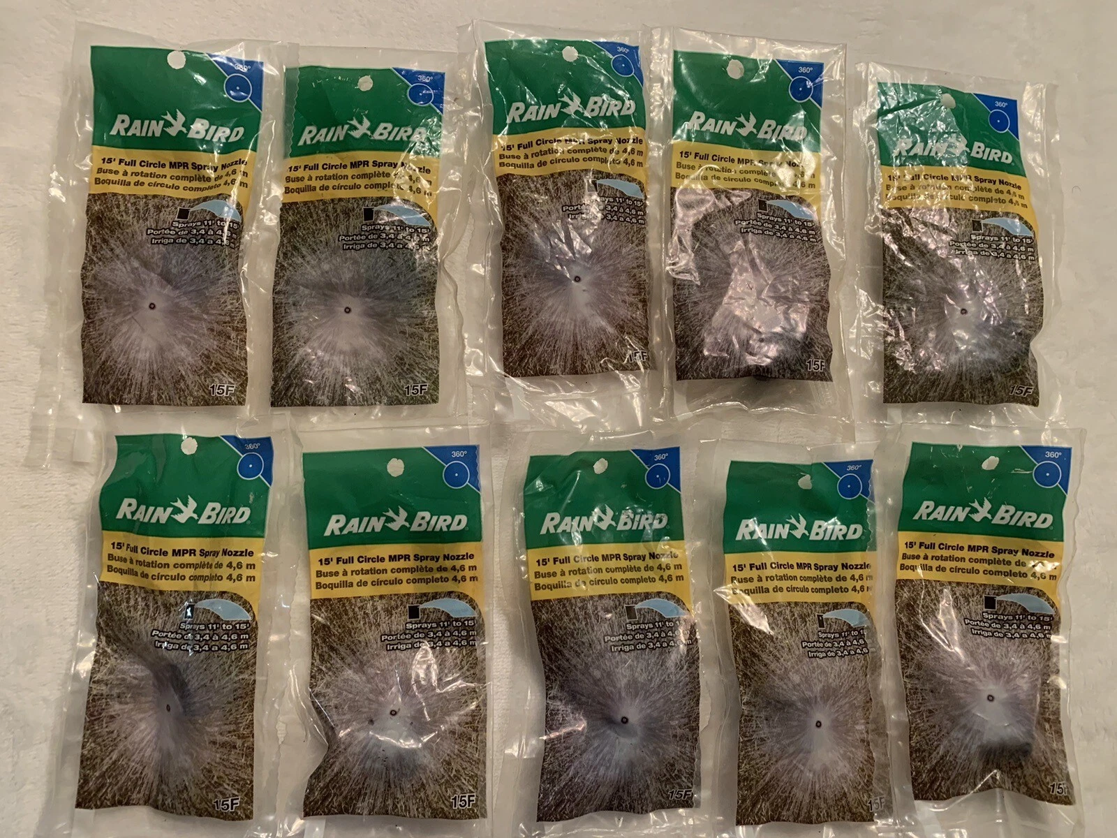 Lot of 10 RAIN BIRD 15F Full Circle MPR Spray Nozzle (11' - 15') Free Shipping