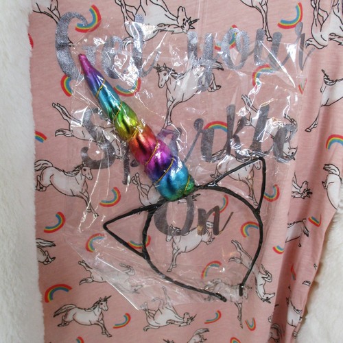 Self Esteem Girls Large (14/16) 3 piece Faux Fur Vest T-Shirt Headband Unicorns - Picture 5 of 7