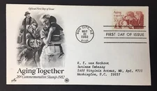 1982 First Day of Issue Aging Together 20¢ Commemorative Stamp Artcraft
