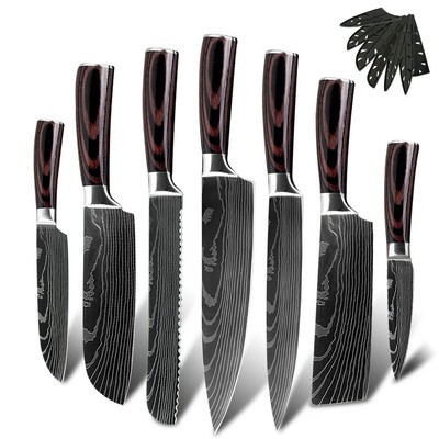 Küchenmesser Damaskus Laser Japanisches Messer Set Edelstahl Scharf Kochmesser