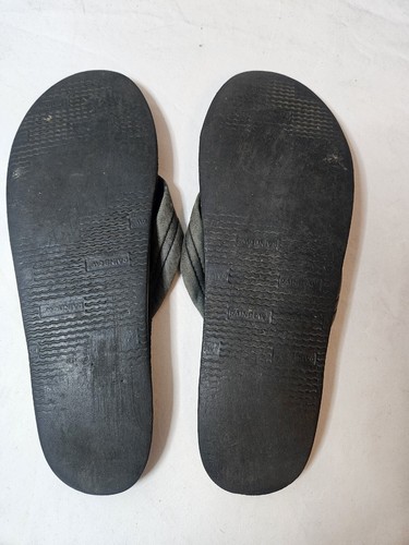 Rainbow Women's Black Leather Sandals Thick Strap Flip Flops Size 7.5-8.5 - Picture 8 of 11