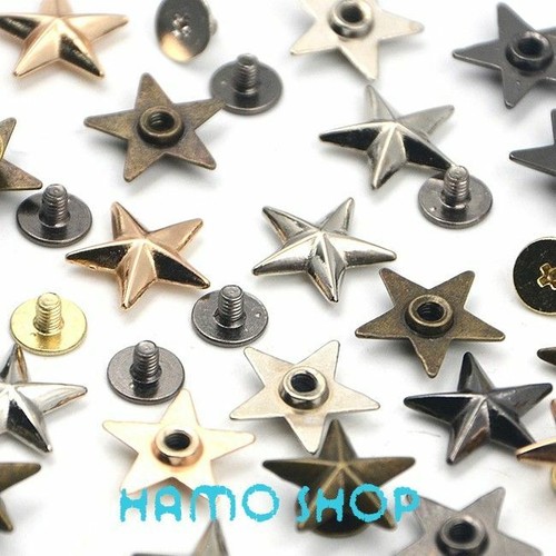 10pcs Metal Star Rivet Studs Buttons Spots Spikes Rivets Leather Crafts Supplies - Picture 7 of 12
