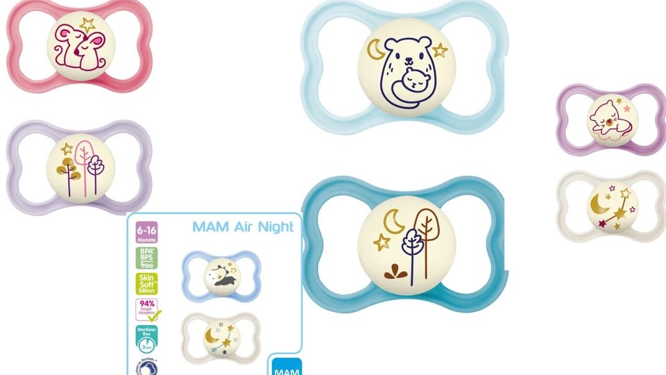 Mam Air Night Schnuller leuchtet im Dunkeln in einer Transportbox Neuheit