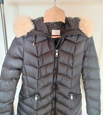 Giacca Piumino PREGIO COUTURE Nero Vera Piuma e collo in Pelliccia-USATO OTTIMO