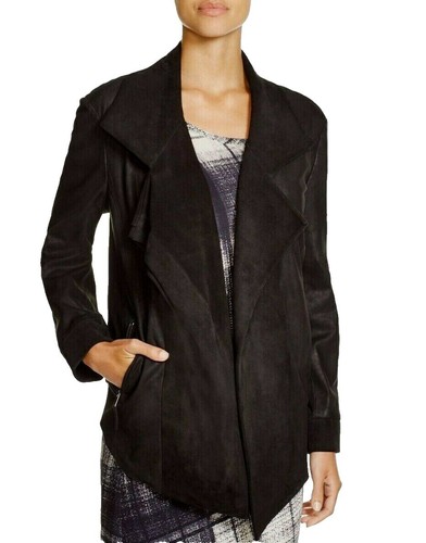 $995 NWT DKNY PURE SzM 100%LAMB LEATHER SUEDE NOTCH COLLAR HI-LOW