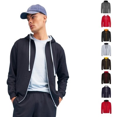 Mens Zip Up Hoodie Contrast Hooded Sweatshirt Jacket Two Tone Varsity Hoody