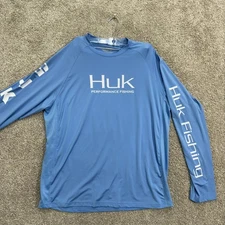 Huk Performance Fishing Long Sleeve Shirt Mens L Blue Kingfish Tournament