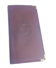 Cartier Wallet Mens Leather Designer Bordeaux Red Long Card Holder Vintage