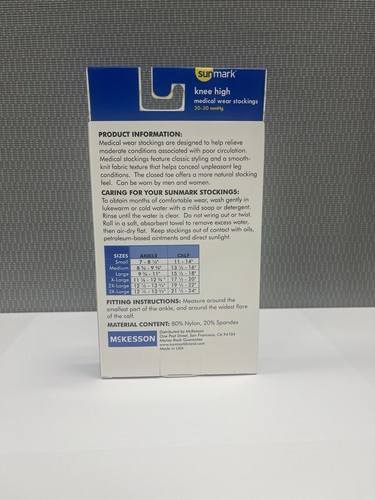 Sunmark knee high medical wear stockings 20-30 mmHg SMALL BEIGE 3456258 - Picture 2 of 2