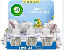 Air Wick Plug in Diffuser Triple Refill, Linen and White Orchid, Long Lasting Fr