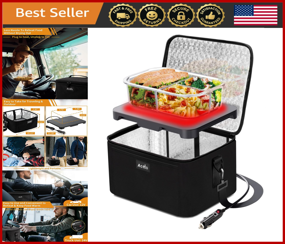 12V/24V Portable Electric Lunch Box Food Warmer for Car & Travel  