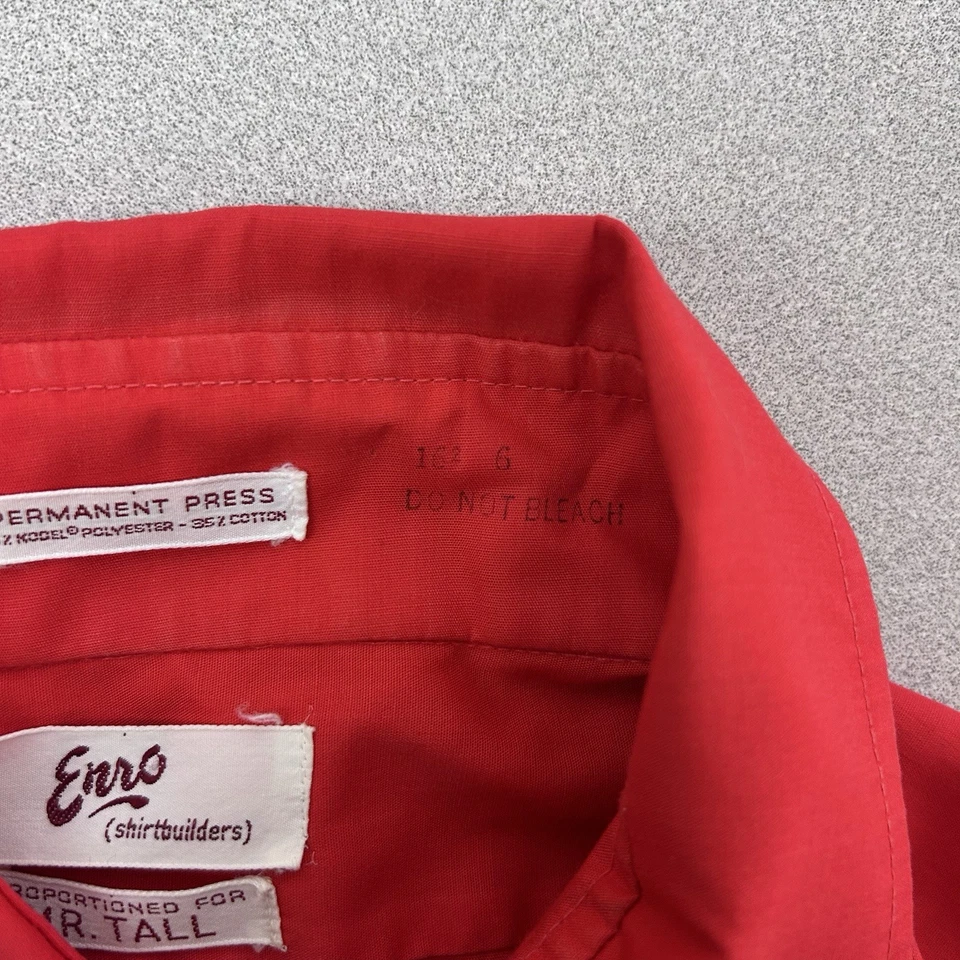 Camisa de vestir roja vintage años 70 Enro para hombre 16,5 cuello daga manga larga discoteca Foto 4 de 4