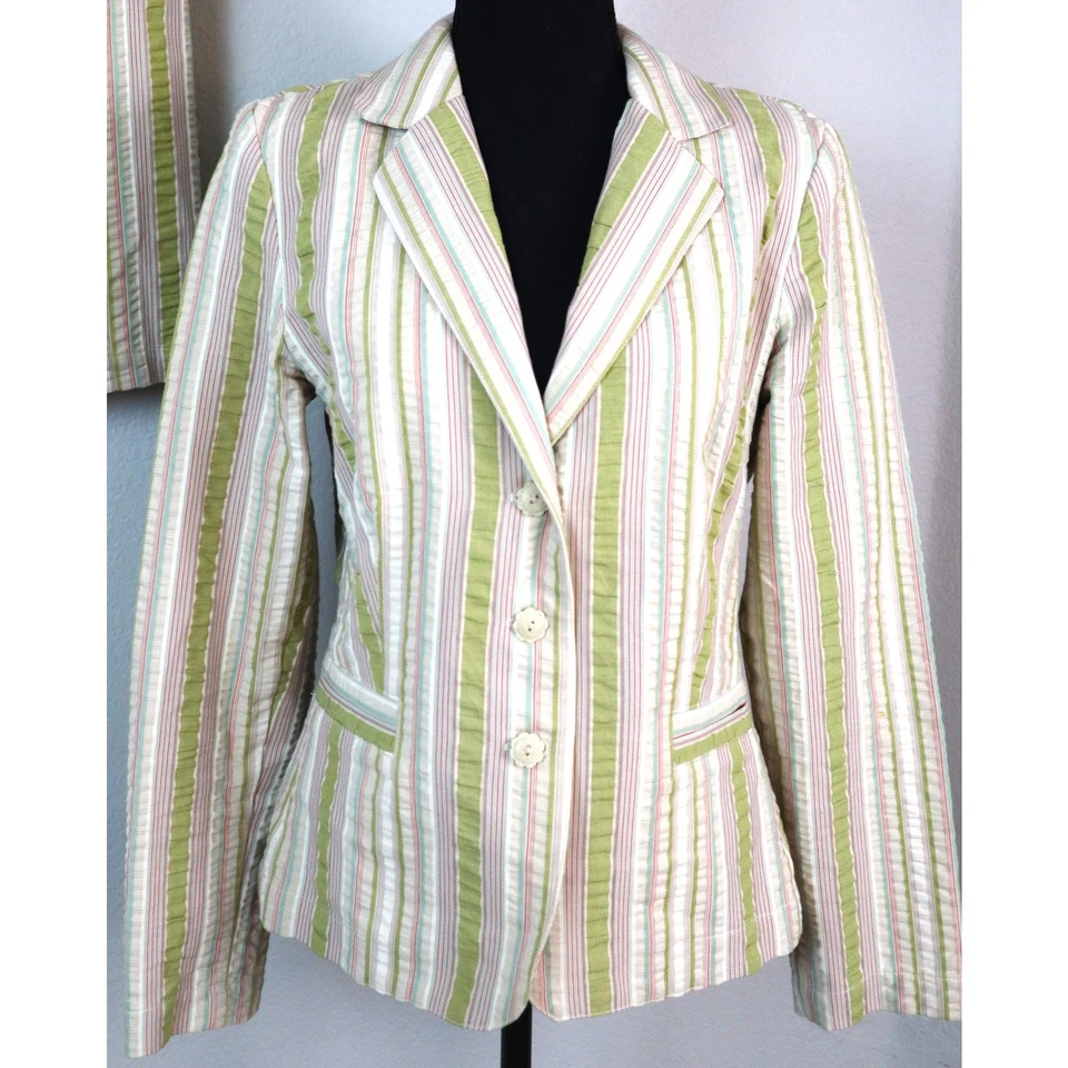 Minifalda Traje Vintage Y2K Cabi Pin Rayas Rosa Verde Mujeres 10 ALGODÓN Verano Foto 2 de 4